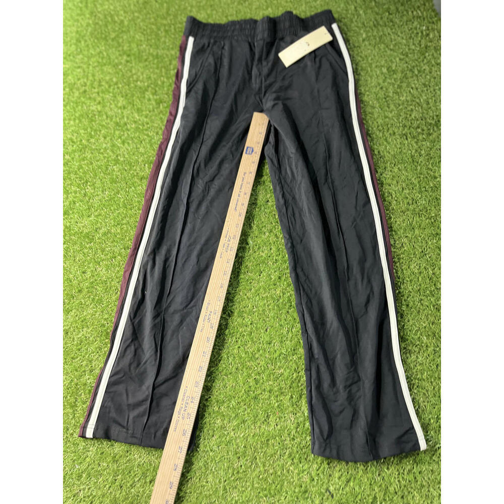 Womens Size Large Black Track Pants with Side Stripes Zippers Elastic Waistband